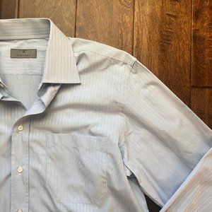 Canali Blue Plaid Button Down Long Sleeve Shirt